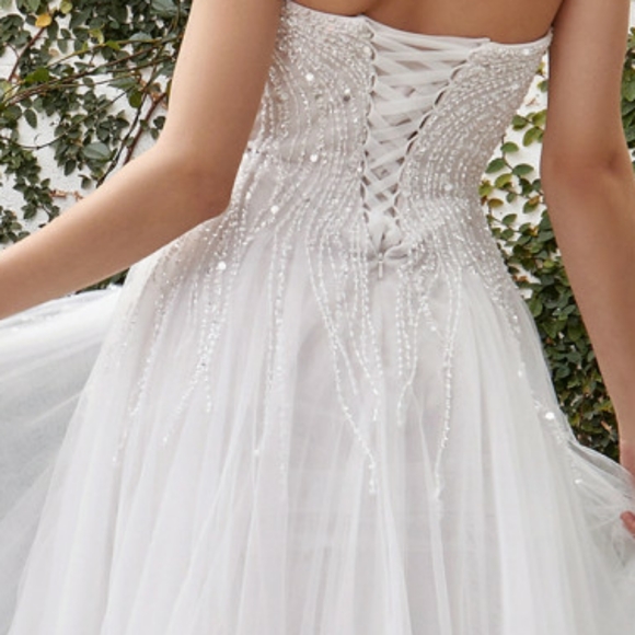 STRAPLESS WEDDING DRESS EVENING BRIDAL GOWN - Picture 5 of 6